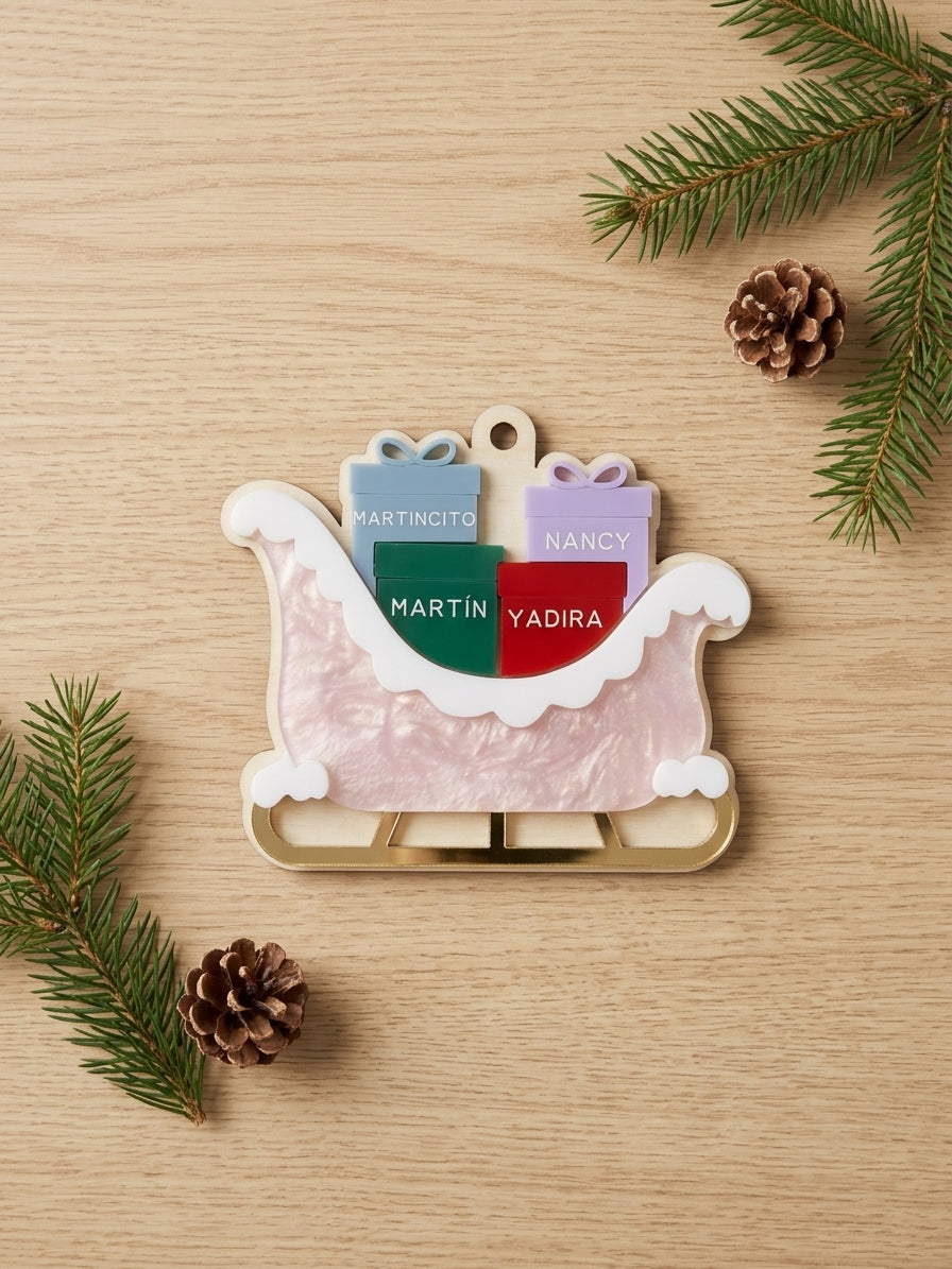 Family North Pole Sleigh Acrylic Ornament