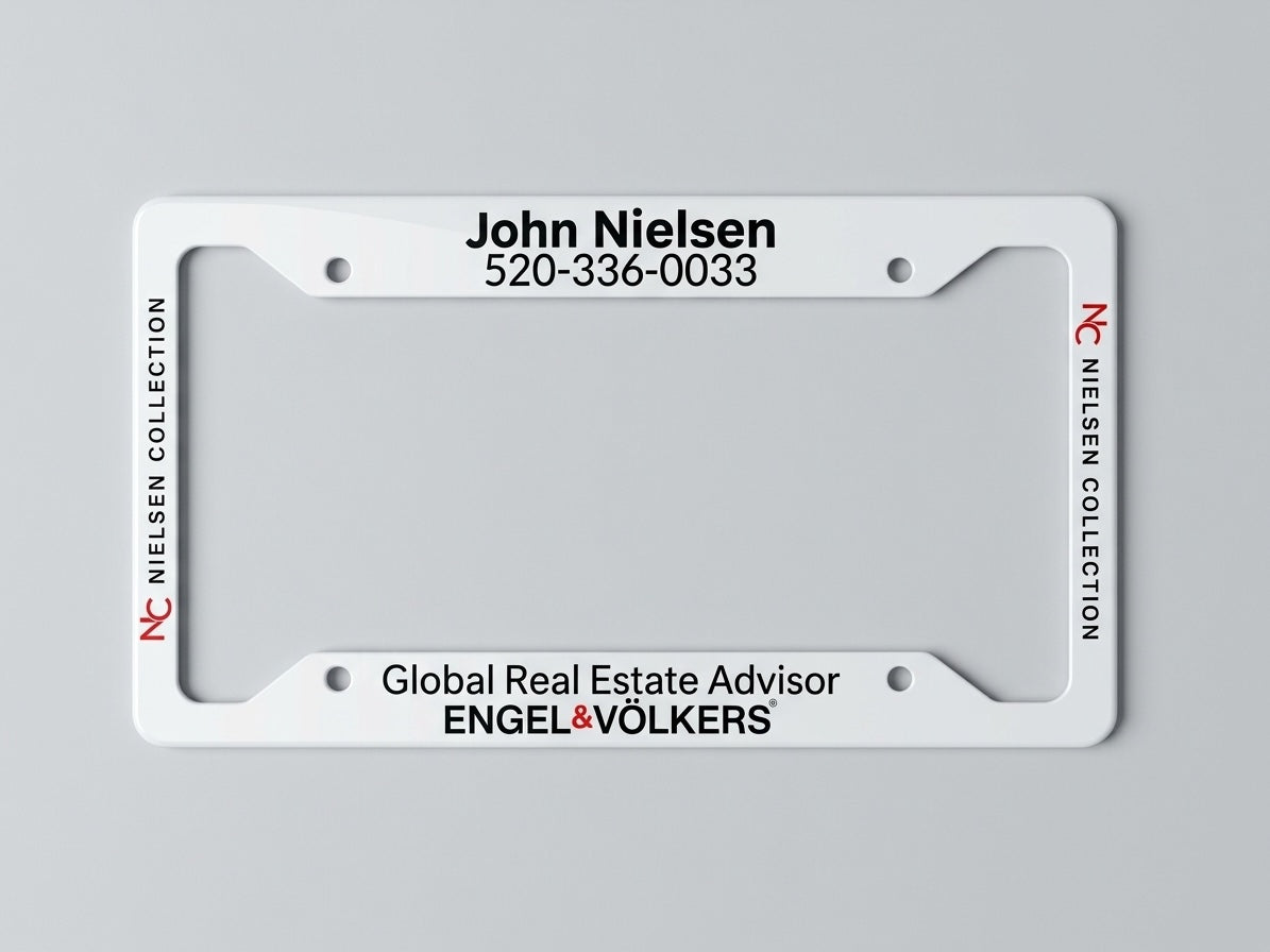 Custom Printed Business License Plate Frame | Custom Real Estate & Corporate Auto Branding
